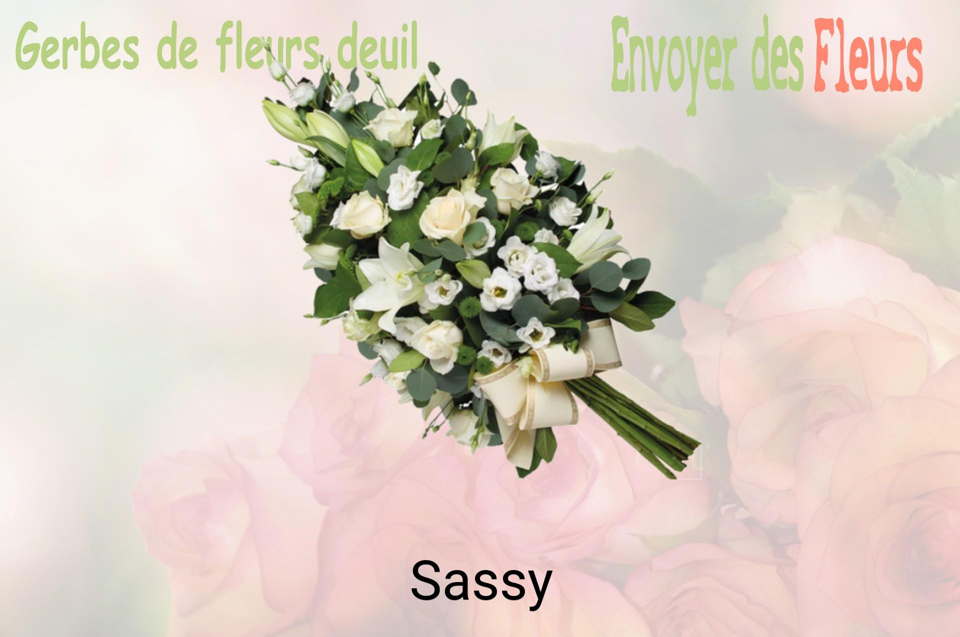 Gerbe de fleurs de deuil livrée à Sassy